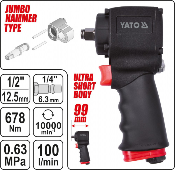 Pistol pneumatic YATO, mini cheie, 1/2, 678Nm [5]