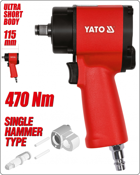 Pistol pneumatic YATO, mini cheie 1/2 470Nm [5]