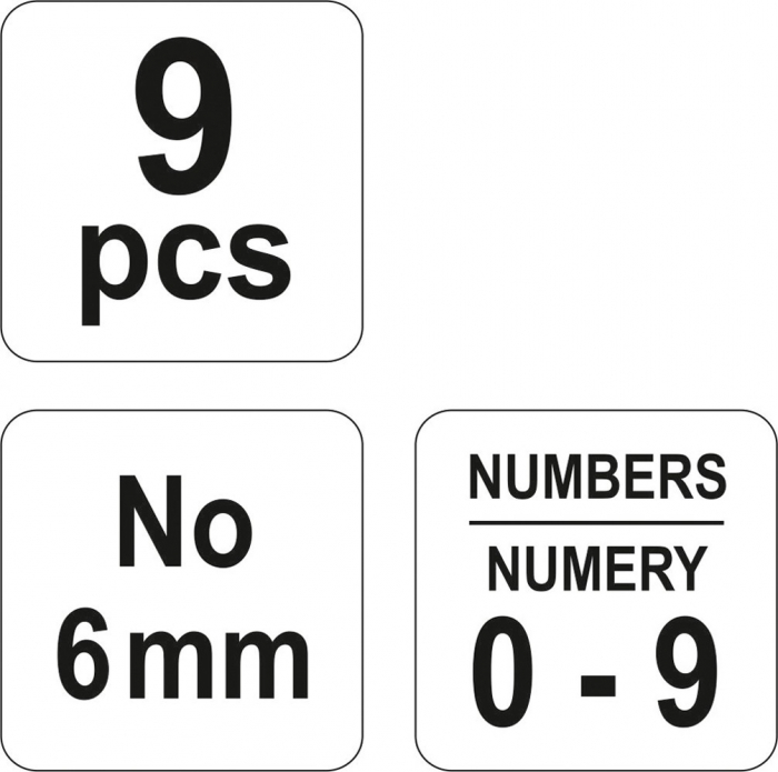 Poansoane cifre 0-9 YATO 6-8mm 9buc otel carbon [3]