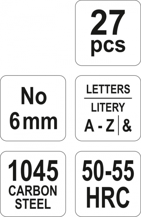 Poansoane litere A-Z YATO 6-8mm 27buc otel carbon [3]