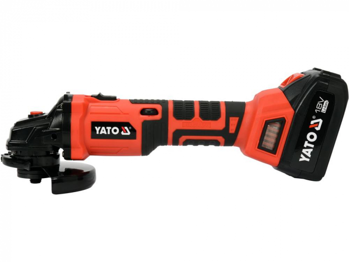 Polizor unghiular cu acumulator YATO 18V brushless, 1 X 3Ah, Li-Ion, 125mm, turatie reglabila [2]