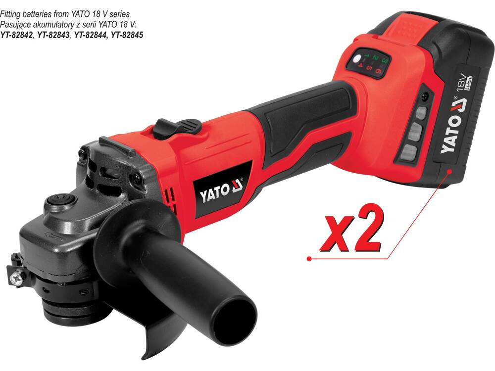 Polizor Unghiular Cu Acumulator YATO 18V Brushless, 2 X 4Ah, Li-Ion, 125mm, Turatie Reglabila [4]
