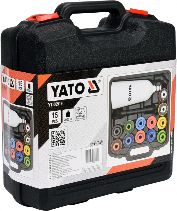 Set YATO pompa rotativa pentru butoi ulei, palnie 2000ml 15 adaptoare [3]