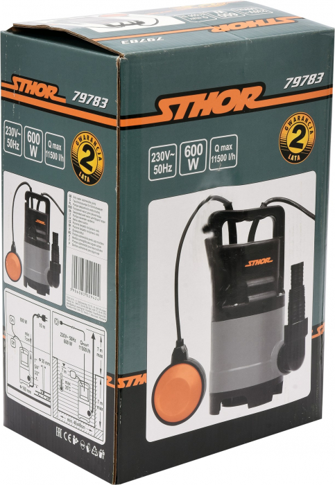 Pompa submersibila pentru apa murdara STHOR 600W, 11500 l/h [2]