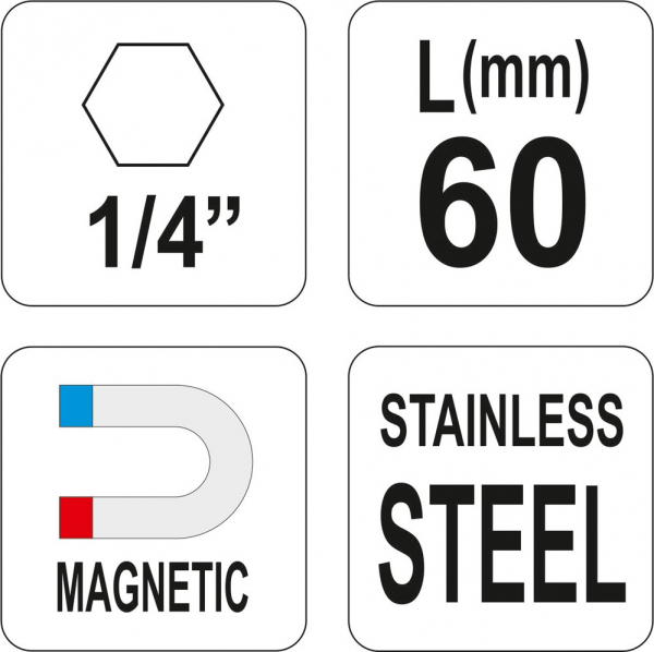 Prelungitor biti cu magnet YATO 1/4 60mm [3]
