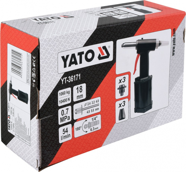 Presa pneumatica YATO, pentru nituit, 2.4 - 5mm, 1060kg [3]
