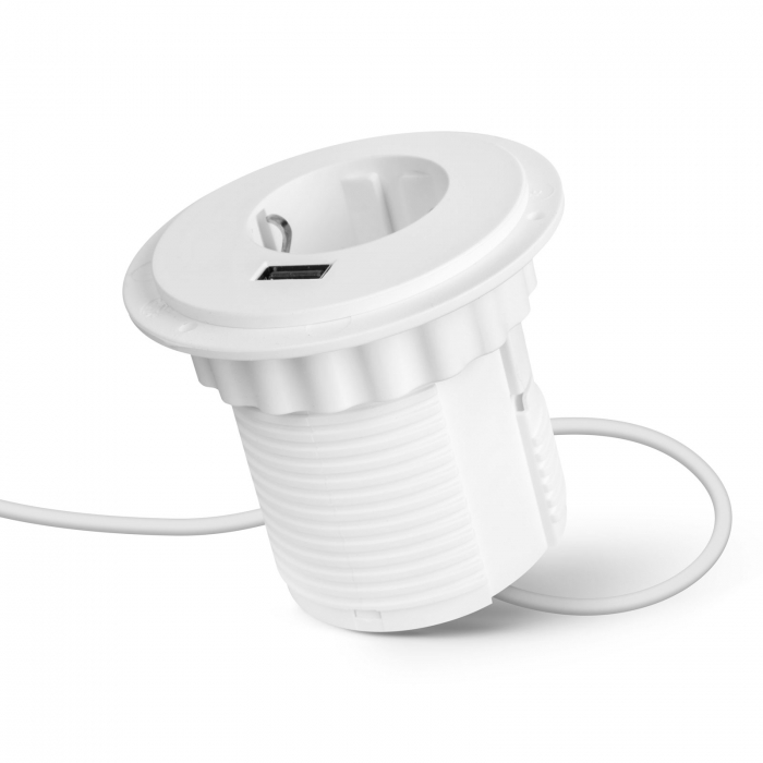 Priză pop-up - priză încorporată + USB - albă [3]