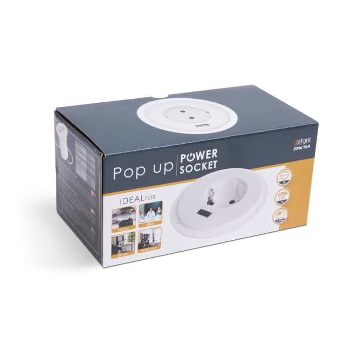 Priză pop-up - priză încorporată + USB - albă [2]