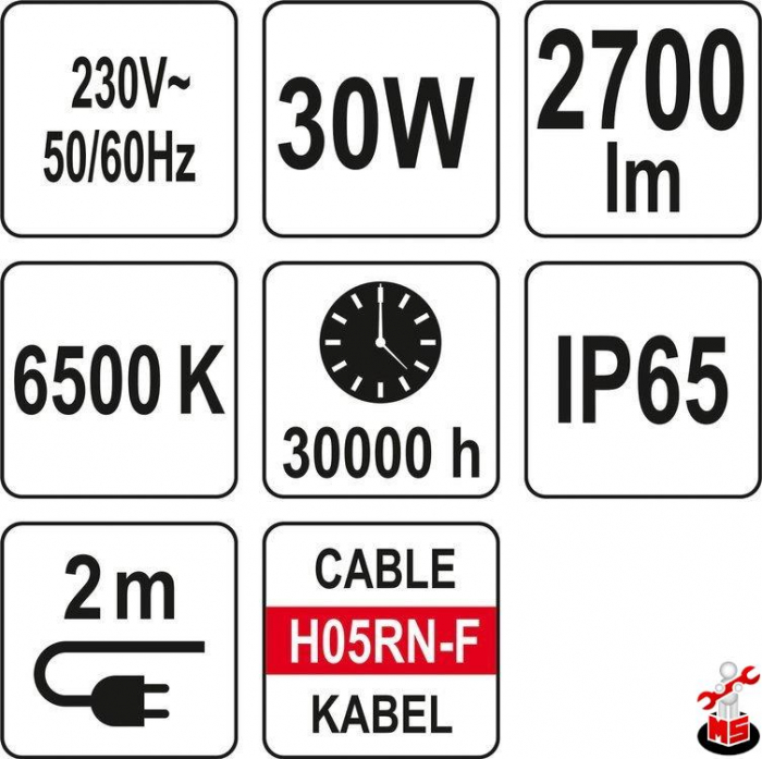 Proiector SMD LED cu stativ 30 W, 2700LM YATO [7]
