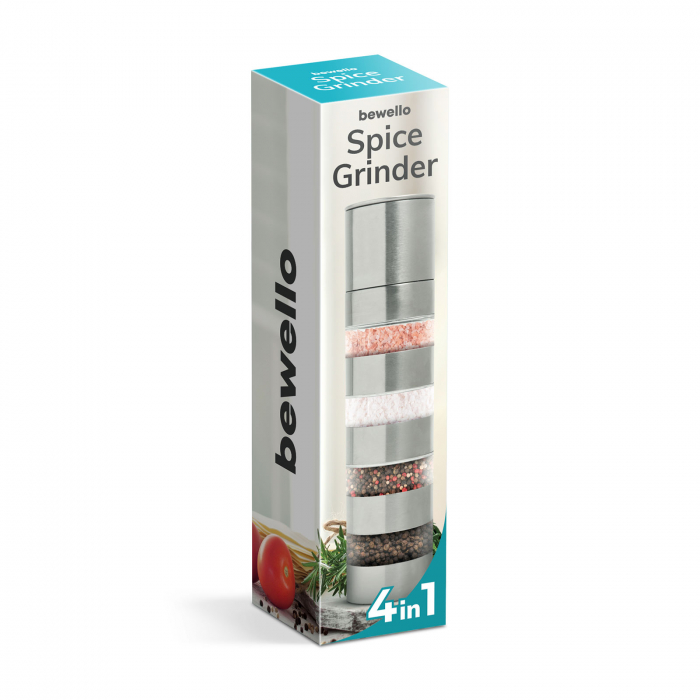 Rasnita pentru condimente 4 in 1 - inox - 5 x 21 cm - BEWELLO [5]