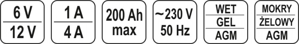 Redresor auto YATO, 6/12V, 1/4A, 200Ah [4]