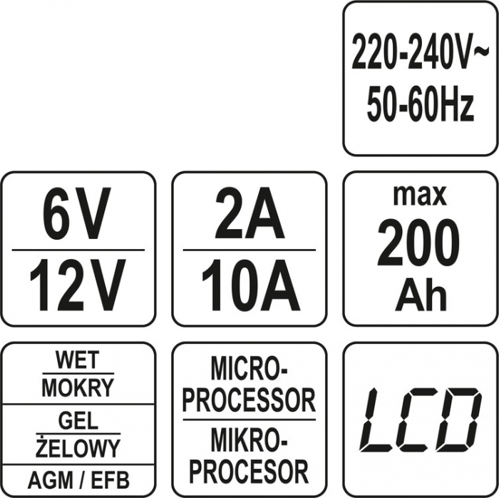 Redresor digital YATO display LCD 6V/2A, 12V/10A baterie 5 - 200A [7]