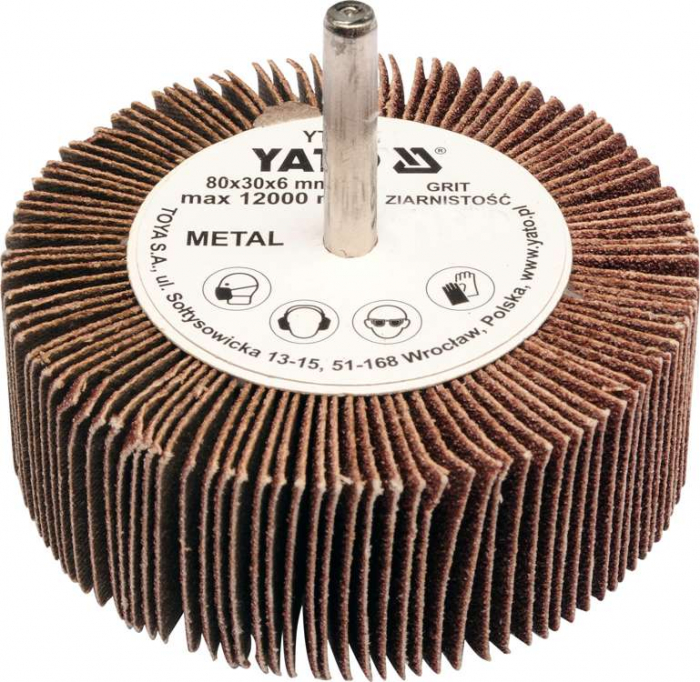 ROATA ABRAZIVA CU TIJA 80X30X6 P120 YATO [2]