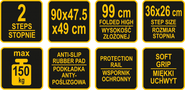 Scara VOREL, otel/aluminiu, 99cm, 2 trepte [9]