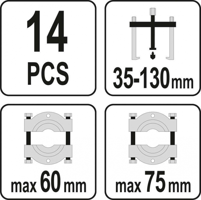 Set extractoare rulmenti YATO CrV 35-130mm 14buc [6]