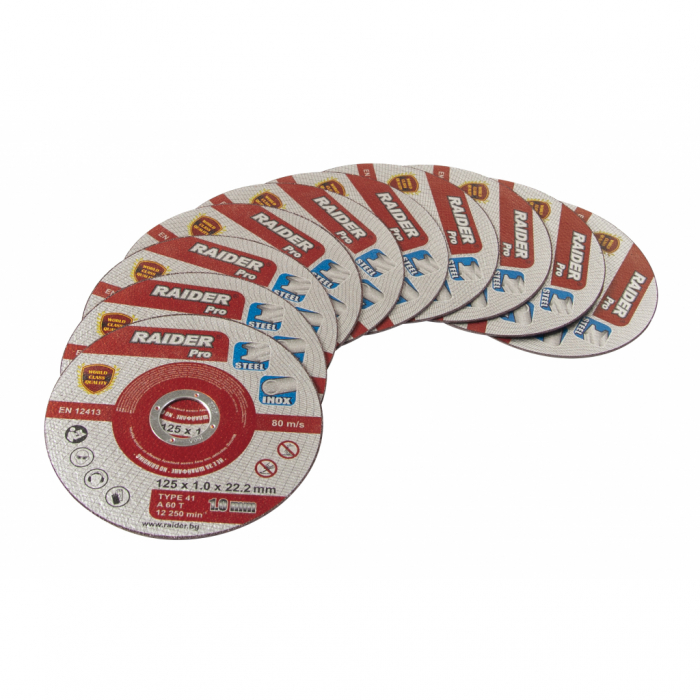 Set 10 discuri taiat metal 125х1.0х22.2mm a60t inox rdp raider