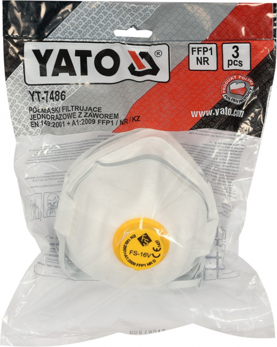 Set 3 Bucati, Masca Protectie Praf YATO, FFP1, cu Valva [2]