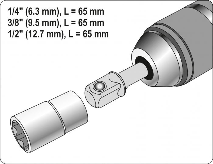 Set Adaptoare YATO, Pentru Chei Tubulare, 1/4 - 3/8 - 1/2 inch, 3buc [5]