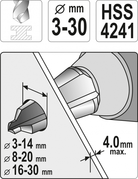 Set Alezoare YATO, HSS, 3-30mm, 3buc [5]