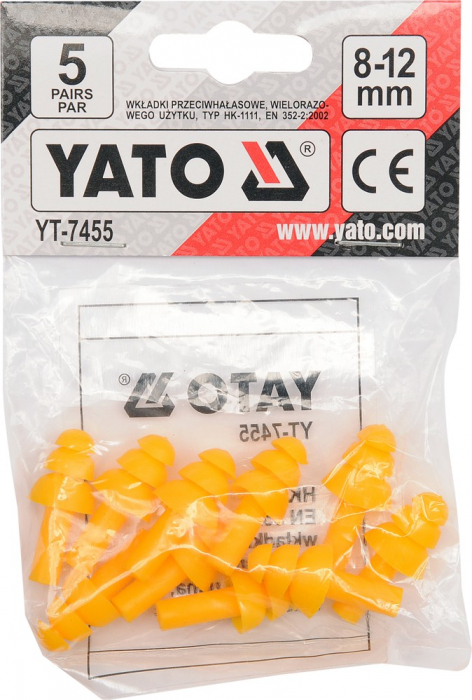 Set antifoane tip dop YATO reutilizabile silicon 8 - 12mm SNR 32 dB 5 perechi [3]