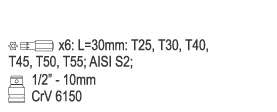 Set biti torx securitate YATO 1/2  T25-T55 7buc [2]