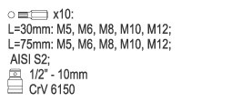 Set biti YATO spline (stea) M5-M12 11buc [2]