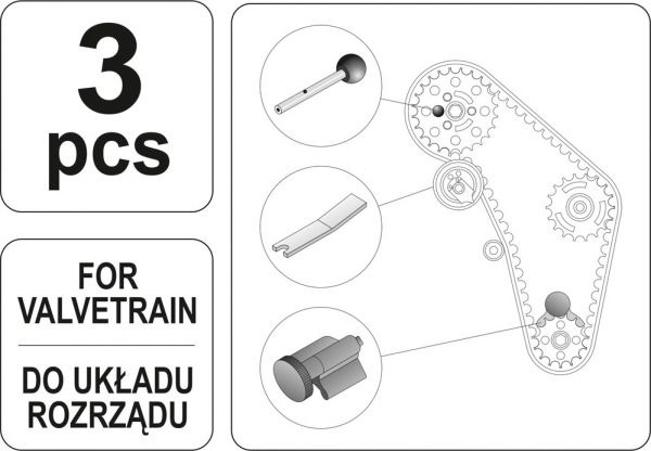 Set blocare roti distributie YATO, pentru motor diesel 3B, 3buc [3]