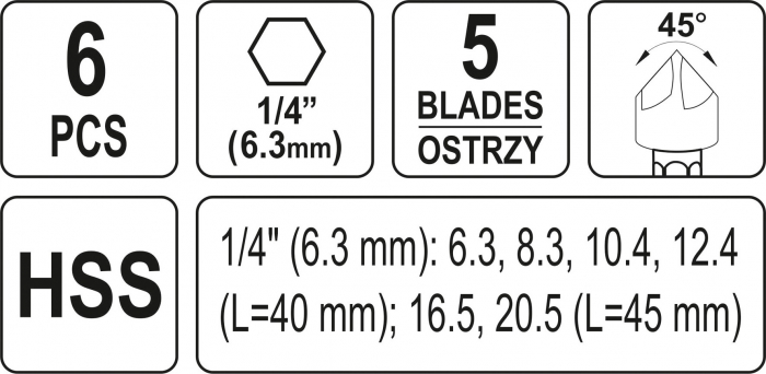 Set zencuitoare YATO HEX pentru metal HSS 6buc [5]