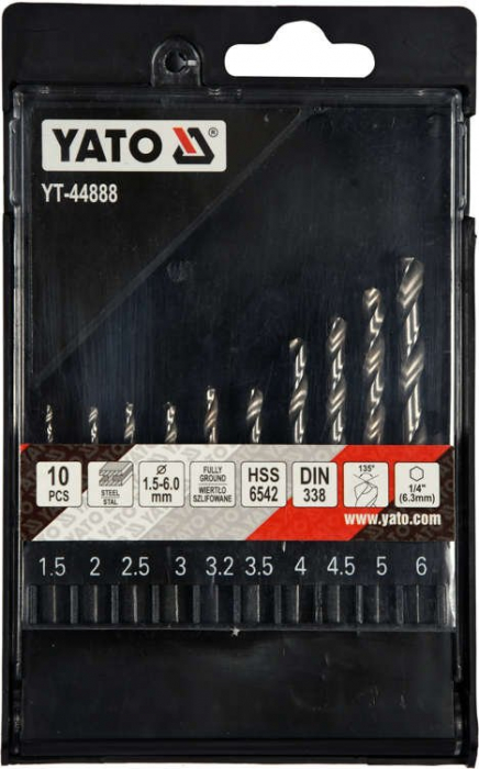 Set burghie metal YATO HSS prindere hex 1.5 - 6 mm [4]