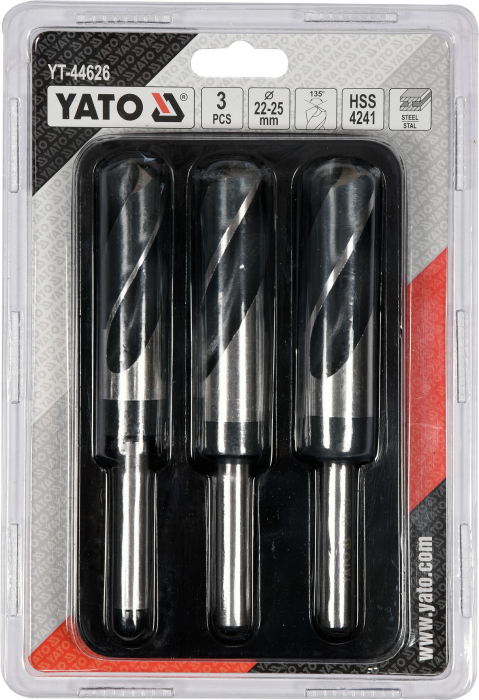 Set burghie metal HSS 4241 3buc 22-25mm 150mm YATO [3]