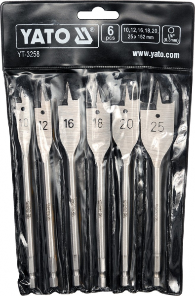 Set burghie plate YATO, pentru lemn, 10 - 25mm, 6buc [2]