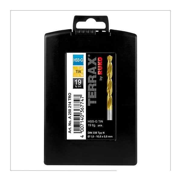 Set burghie RUKO, HSS-G, titanate, 19 piese, 1 - 10mm [2]
