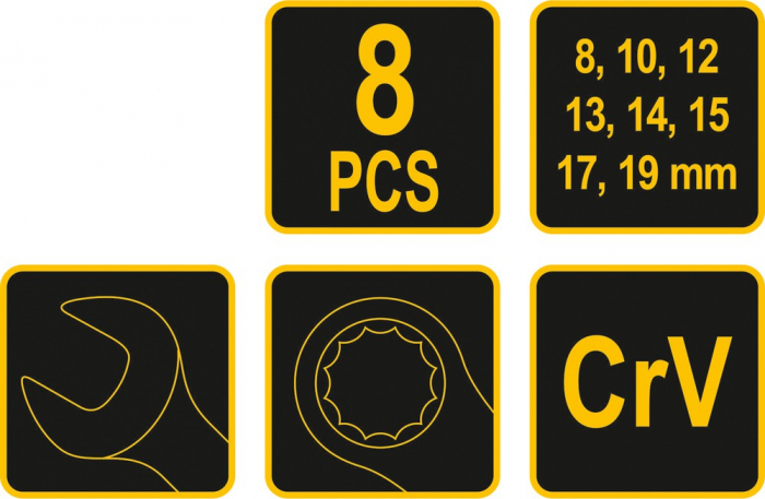 Set chei combinate VOREL satinate 8-19mm 8buc CrV [2]