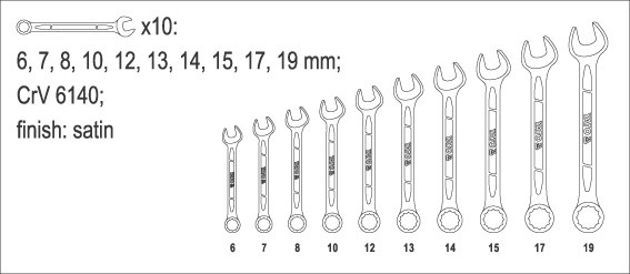 Set chei combinate YATO, CrV, 6 - 19mm, 10buc [2]