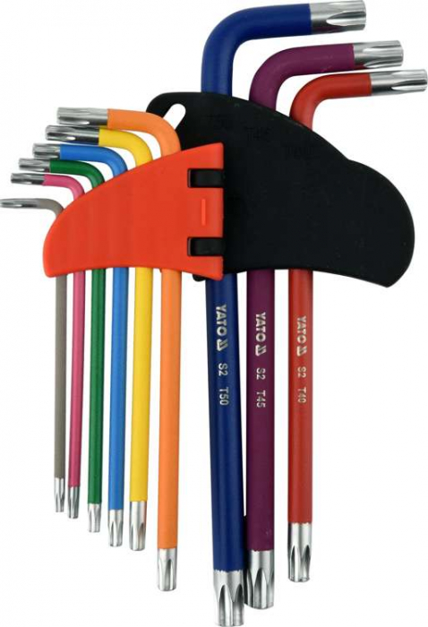 Set chei imbus torx YATO serie lunga, AISI S2, T10-T50 9buc multicolor [2]