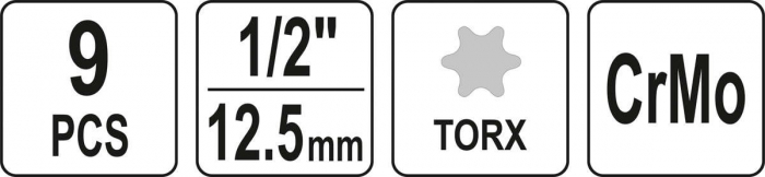 Set chei tubulare de impact YATO torx T20 - T70 CrMo 1/2 9buc [5]