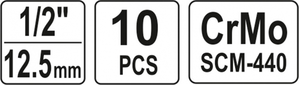 Set chei tubulare YATO, de impact, 10 - 22mm, 1/2", 10buc [5]