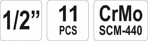 Set chei tubulare YATO, de impact, adanci, 10 - 24mm, 1/2, 11buc [6]