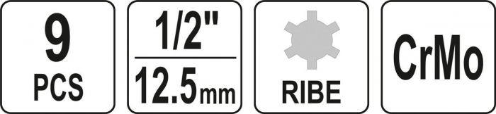 Set chei tubulare de impact YATO RIBE RM5-RM14 CrMo 1/2 9buc [6]