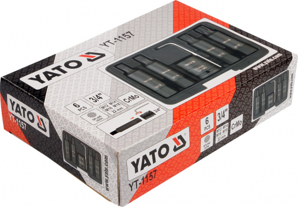 Set chei tubulare YATO, de impact, SPLINE, M12-M18, CrMo, 3/4", 6buc [2]