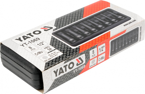 Set chei tubulare YATO, de impact, SPLINE, M5-M18, CrMo, 1/2", 8buc [2]