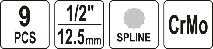 Set chei tubulare de impact YATO SPLINE M4-M16 CrMo 1/2 9buc [6]