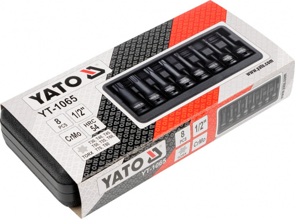 Set chei tubulare YATO, de impact, torx, T30-T80, CrMo, 1/2", 8buc [2]