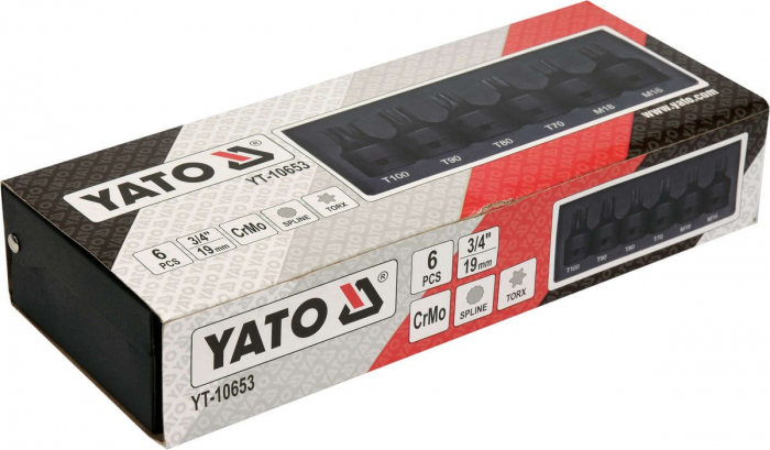 Set chei tubulare de impact YATO torx SPLINE M16-M18 / T70-T100 CrMo 3/4 6buc [4]