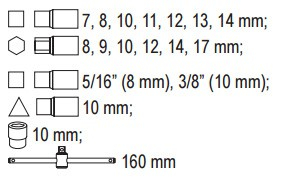 Set chei tubulare YATO, pentru buson ulei, 18 buc [2]