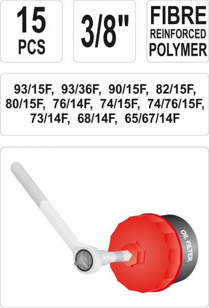 Set Chei Tubulare YATO, Pentru Filtru Ulei, 15 buc, 3/8 inch [3]