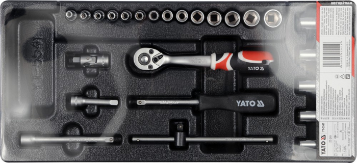 Set chei tubulate YATO, Cu clichet, Adaos Pentru Dulap de Scule, 1/4, 25 buc [2]