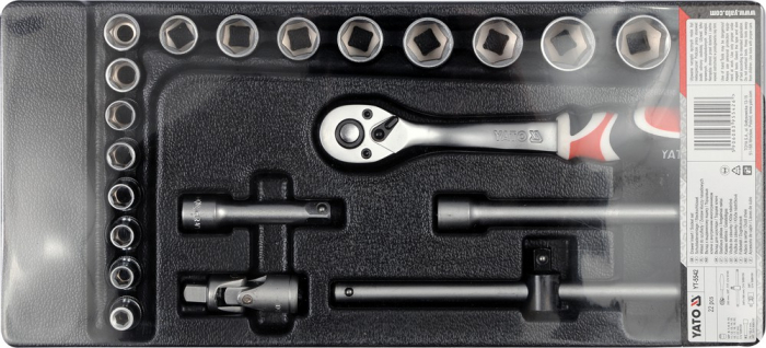 Set chei tubulate YATO, Cu clichet, Adaos Pentru Dulap de Scule, 3/8, 22 buc [2]