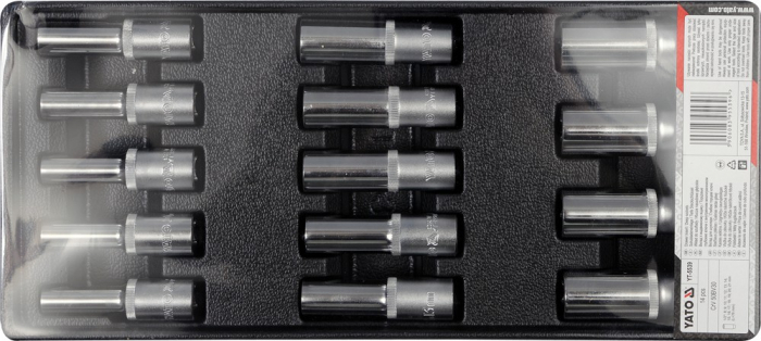 Set tubulare adanci YATO, Adaos Pentru Dulap de Scule, CrV, 8 - 21 mm, 1/2, 14 buc [2]