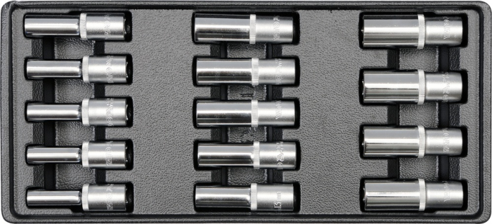 Set tubulare adanci yato, adaos pentru dulap de scule, crv, 8 - 21 mm, 1 2, 14 buc